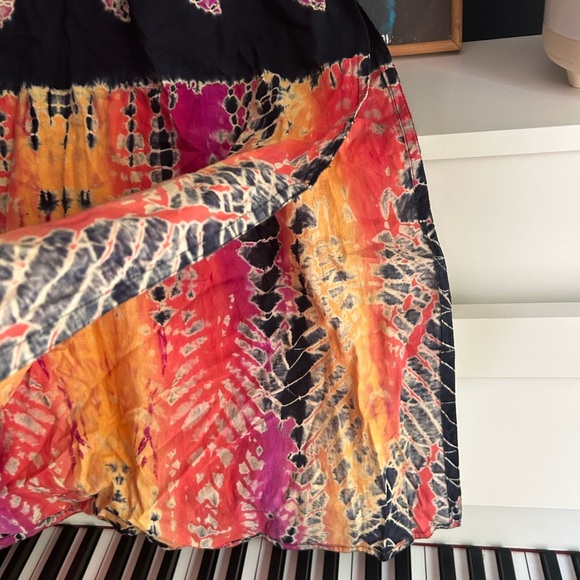 Boho Colorful Women's Indian Blouse Tie Dye & Black Accents Large Free Size - Picture 16 of 16